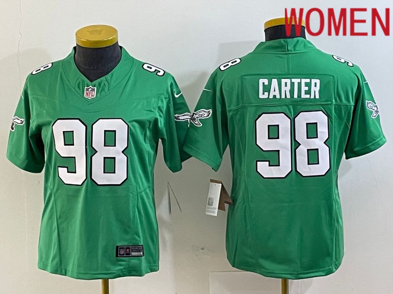 Women Philadelphia Eagles #98 Carter Green 2023 Nike Vapor Limited NFL Jersey style 1->women nfl jersey->Women Jersey